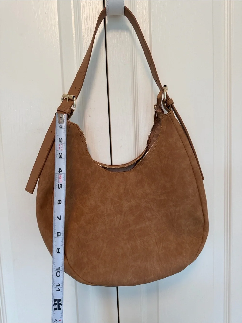 Everyday Suede Hobo Bag in Cognac